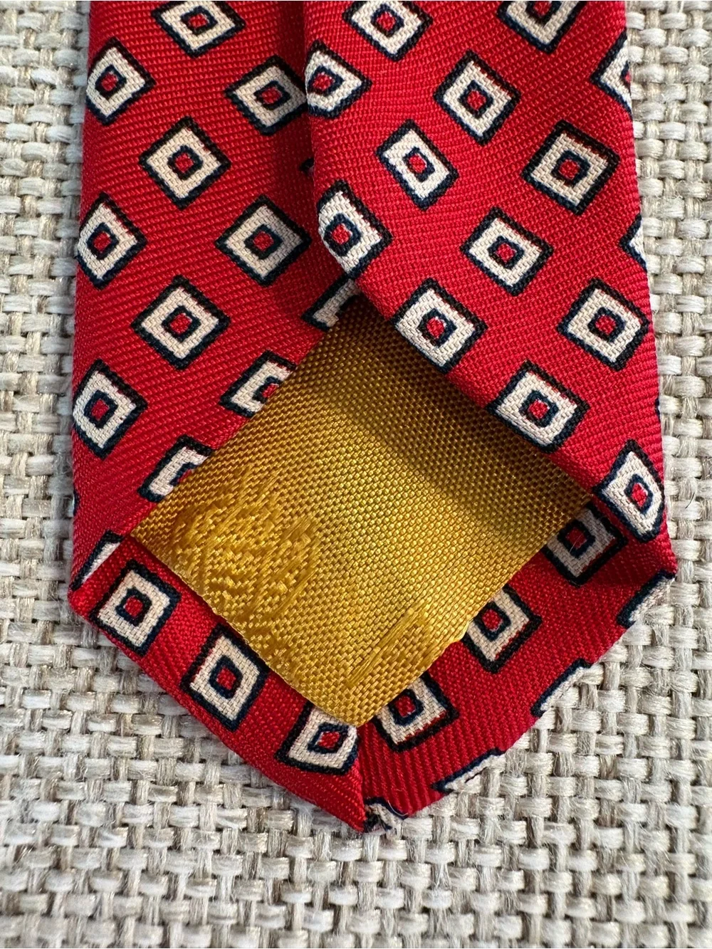 Vintage Atkinsons Irish Silk Tie Red Geometric Made Ireland 3” Sign O’ Whale